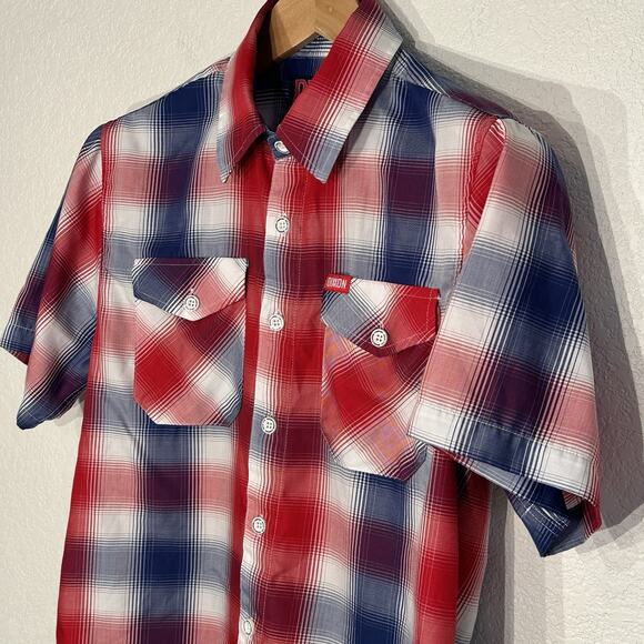 Dixxon Flannel Co All-Star Bamboo Short Sleeve Men’s Small Red White Blue Plaid - Picture 3 of 16